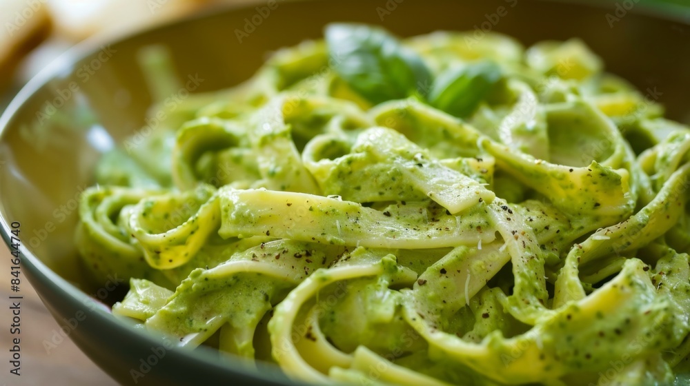 Wall mural green goddess pasta. creamy pesto fettuccine pasta