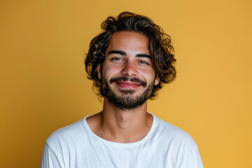 Obraz premium A close up portrait of a young man with a subtle smile