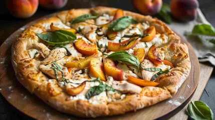 Grilled Peach, Chicken and Ricotta Pizza. Grilled Peach and Chicken Flatbread