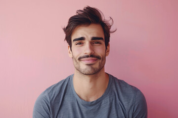 Obraz premium A close up portrait of a young man with a subtle smile