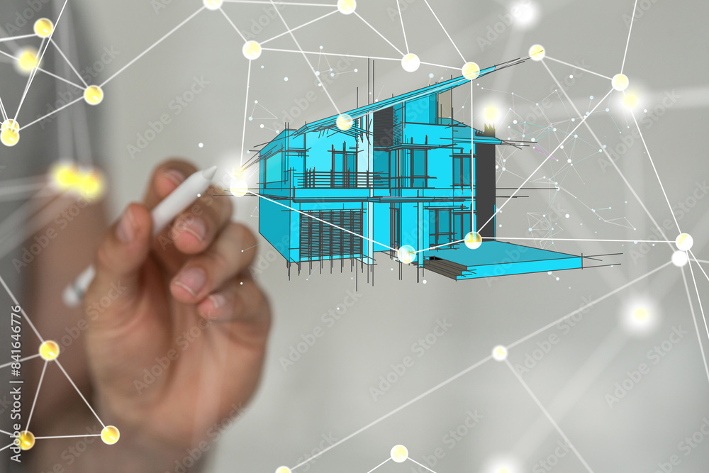 Aufkleber using futuristic interface of smart home automation iot