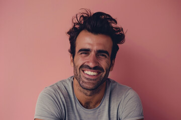 Obraz premium A close up portrait of a young man with a subtle smile