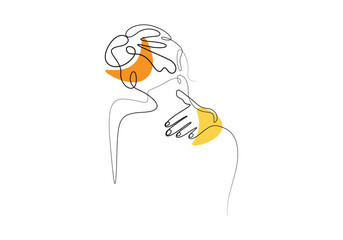 Woman body one line drawing. Abstract minimal female back icon, logo. Continuous single line female nude illustration. Modern trendy contour vector illustration