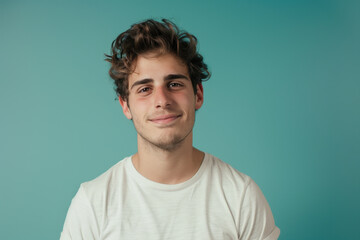 Fototapeta premium A close up portrait of a young man with a subtle smile