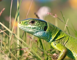 Fototapeta premium European green lizard