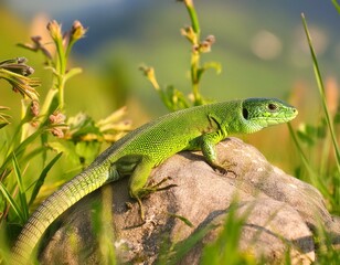 Fototapeta premium European green lizard