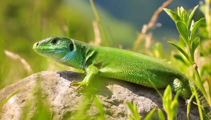 Fototapeta premium European green lizard