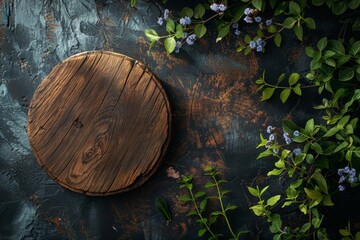 Rustic Wooden Board with Greenery