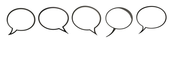 Fototapeta premium Set of A black line speech bubble with a shadow effect on transparent background