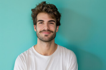 Obraz premium A close up portrait of a young man with a subtle smile