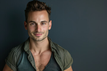 Fototapeta premium A close up portrait of a young man with a subtle smile
