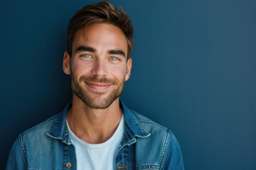Obraz premium A close up portrait of a young man with a subtle smile