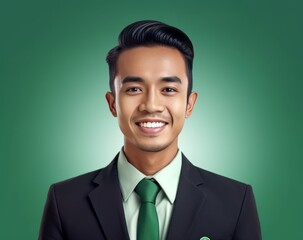 Close up male Asian Business man wearing casual outfit black suit, for digital ai avatar influencer