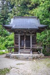 Tranquil Shinto Shrine in Verdant Forest, Iimori Mountain, Aizuwakamatsu, Japan