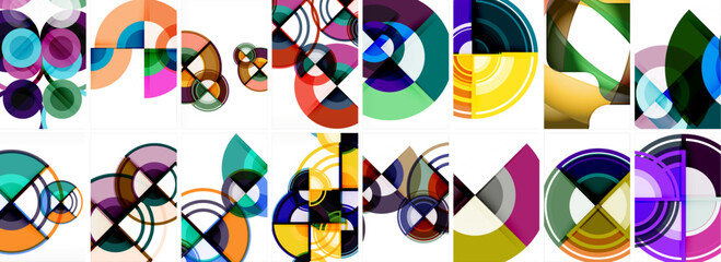 Set of trendy colorful circle geometric posters or abstract backgrounds. Vector Illustration For Wallpaper, Banner, Background, Card, Book Illustration, landing page