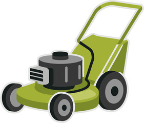 green lawn mower flat vector illustration
