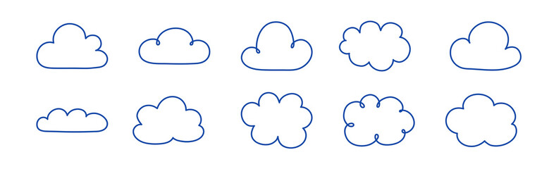 Set with cartoon cloud icons. Vector illustration