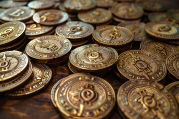Golden Cryptocurrency Coins