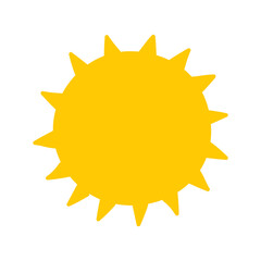 Cute cartoon sun icon. Hand drawn summer elements. Vector illustration