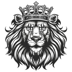 Obraz premium Traditional tattoo of a lion head with a crown.isolated on tranparent background.png