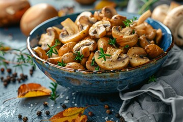 Fototapeta premium Mushroom Dish in Rustic Setting