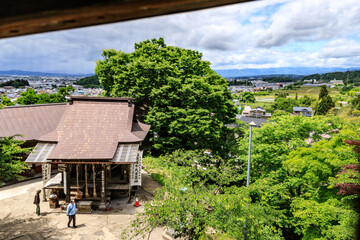 Historic Japanese Architecture with Modern Cityscape