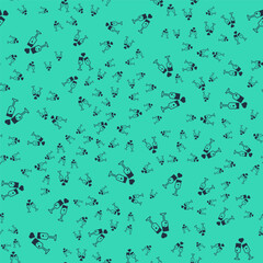 Black Glass of champagne icon isolated seamless pattern on green background. Happy Valentines day. Vector