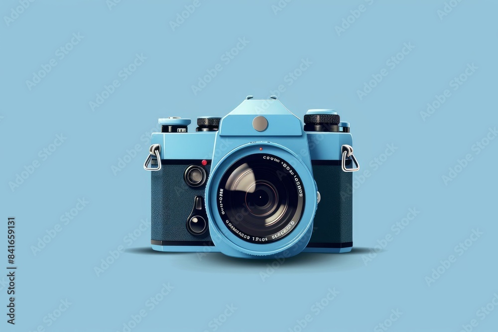 Canvas Prints Retro-styled camera with a modern touch isolated on blue backdrop