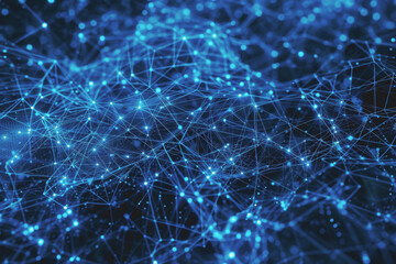 Abstract science, circle global network connection in hands on night sky background.