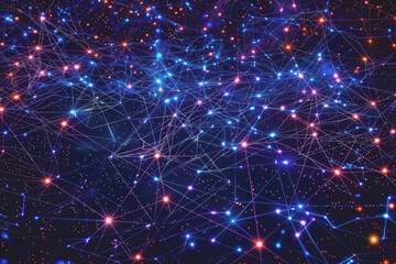 Abstract science, circle global network connection in hands on night sky background.