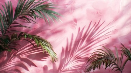 Palm leaf silhouettes on a wall backdrop. Simple, tropical design. Relaxing spa and wellness ambiance
