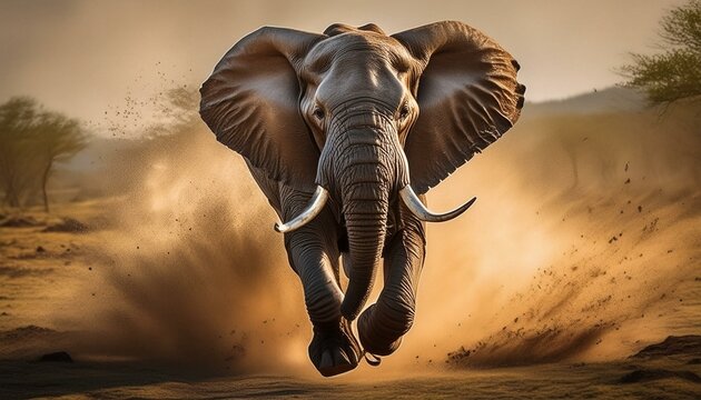 Fototapeta Animals, creatures, wild animals, beautiful creatures, rushing animals, running animals, Generative AI