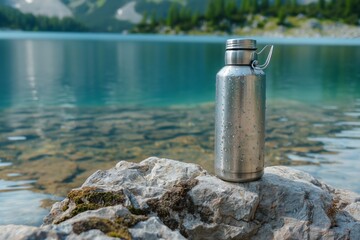 water bottle lake clear by generative ai