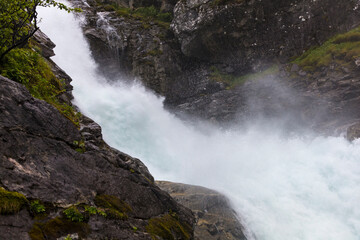 Norway Geirangerfjord on a cloudy summer day