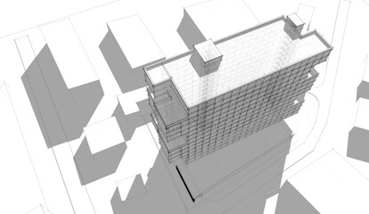 Modern architecture housing 3d rendering