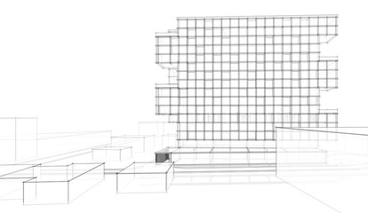 Modern architecture housing 3d rendering