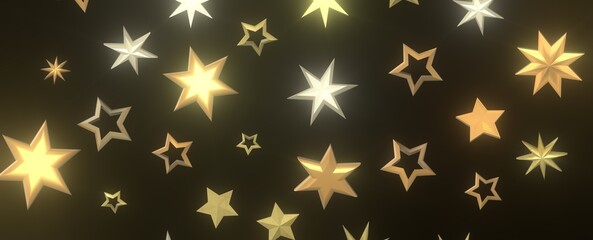 Starlit Christmas Plummet: Spectacular 3D Illustration Showcasing Descending Holiday Star Clusters