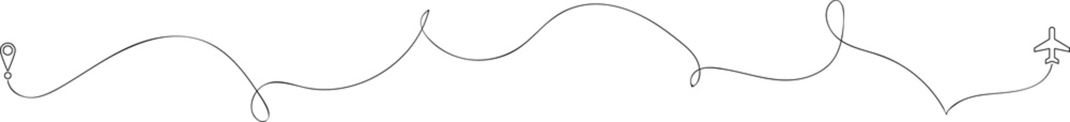 Naklejka premium Airplane route line
