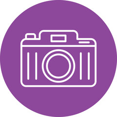 Camera line circle icon