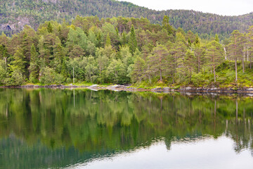 Norway landscape on a cloudy summer day.