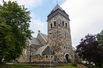 Norway Aalesund city view on a cloudy summer day.