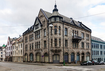 Fototapeta premium Norway Aalesund city view on a cloudy summer day.