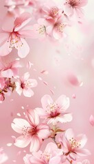 Elegant Spring Vertical Banner with Blooming Cherry Blossoms and Soft Gradient for Seasonal Promotions