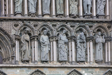 Norway Trondheim Cathedral city on a cloudy summer day.