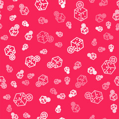 White line No sugar free icon isolated seamless pattern on red background. Sugar cubes. Sweet, nutritious, tasty. Refined sugar. Vector