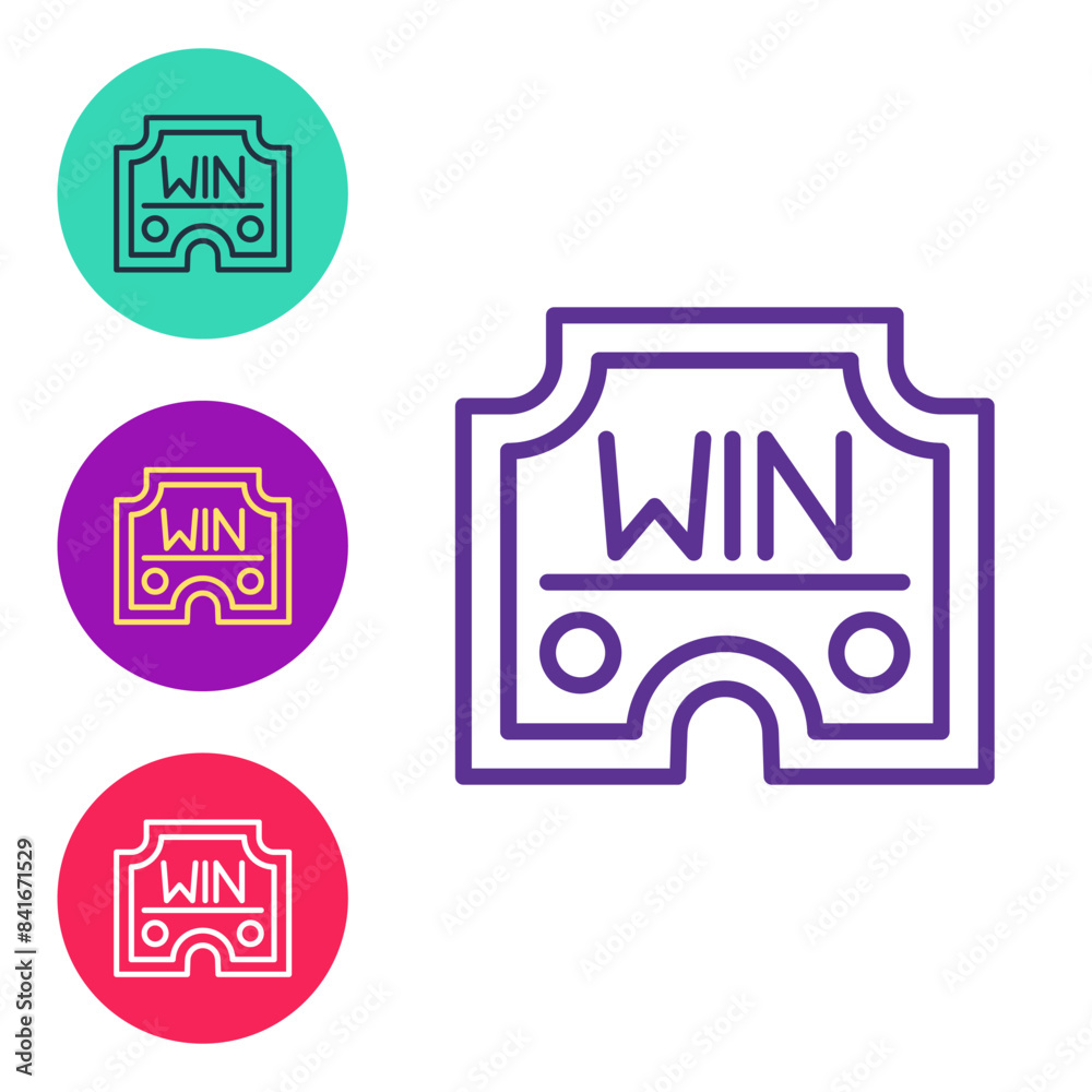 Canvas Prints Set line Casino win icon isolated on white background. Set icons colorful. Vector