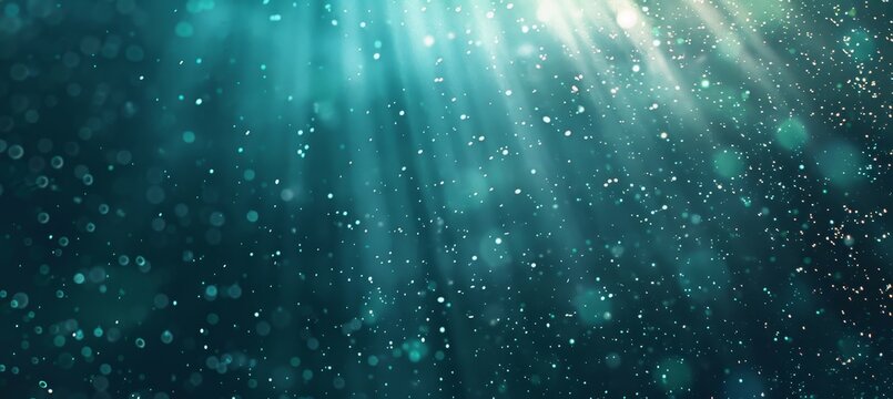 Vibrant cyan light burst  abstract rays on dark cyan   turquoise with golden sparkles