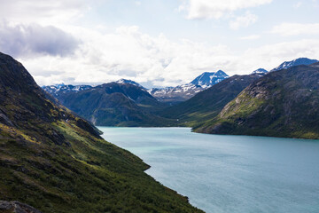 Norway Jotunheim park on a cloudy summer day.