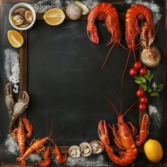 Chalk board with seafood Menu