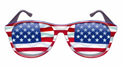 Stylish Patriotic Sunglasses with American Flag Design on Lenses for a Festive Fourth of July Celebration